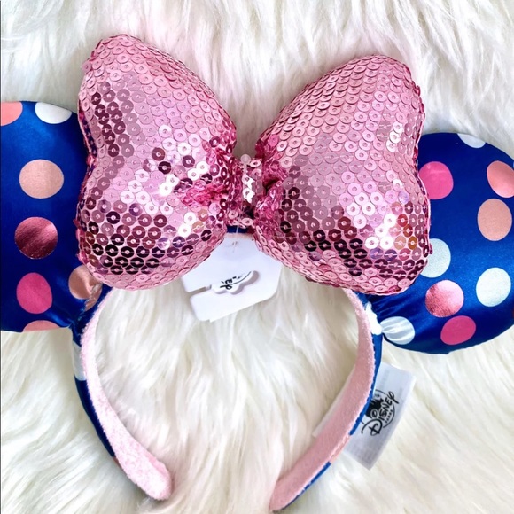 Minnie Mouse Navy Blue Polka Dots Ears - Picture 7 of 8